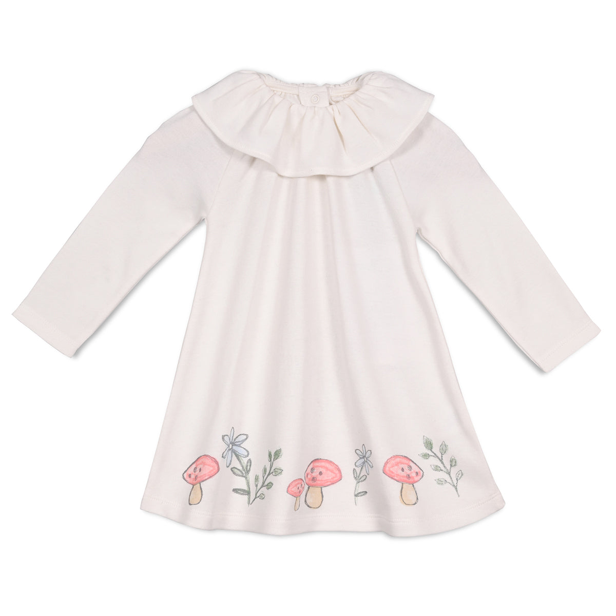 Girls Cotton Pack Of 2 Full Sleeves Animal & Floral Printed Dress - White & Pink