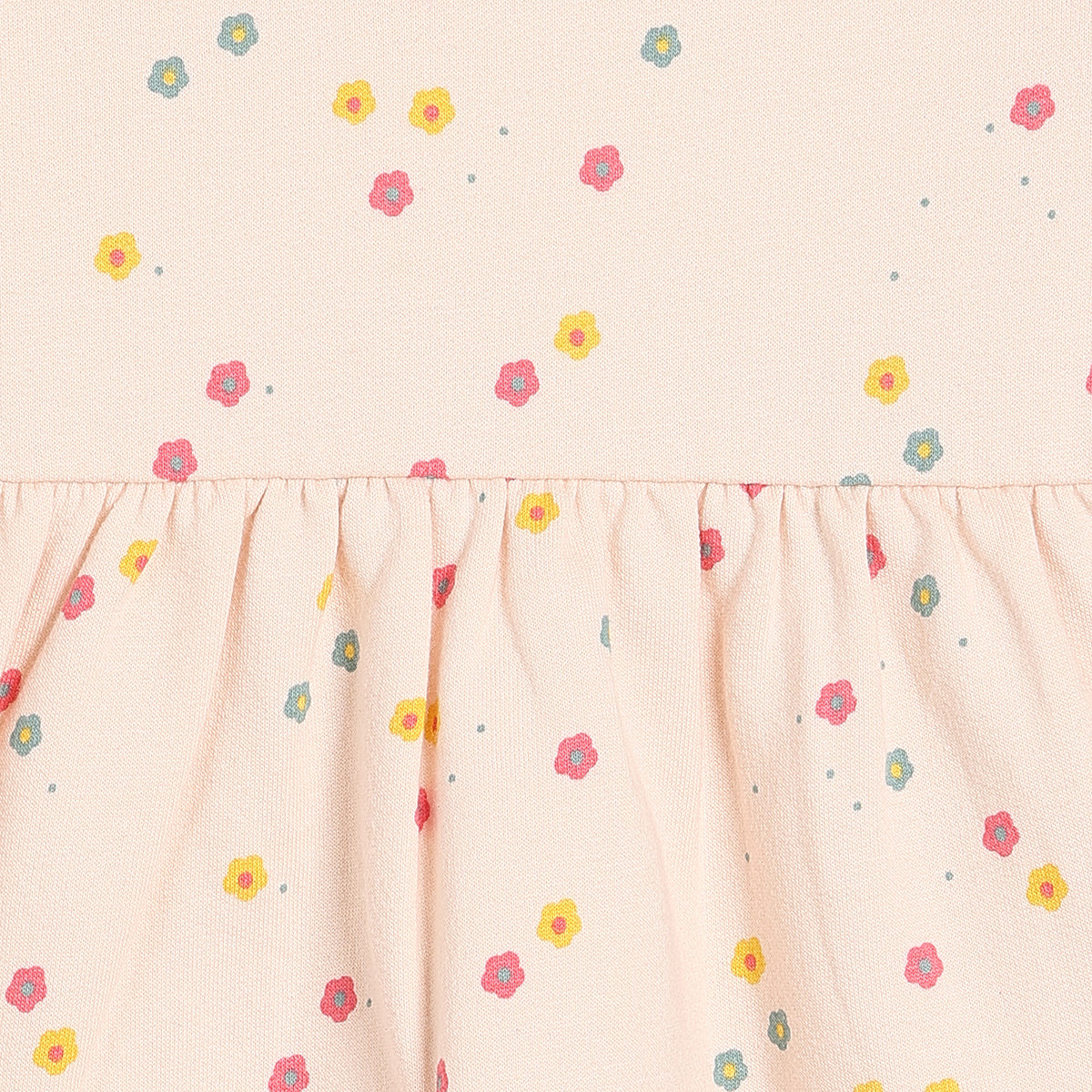 Girls Cotton Pack Of 2 Full Sleeves Geometric & Floral Printed Dress - Peach