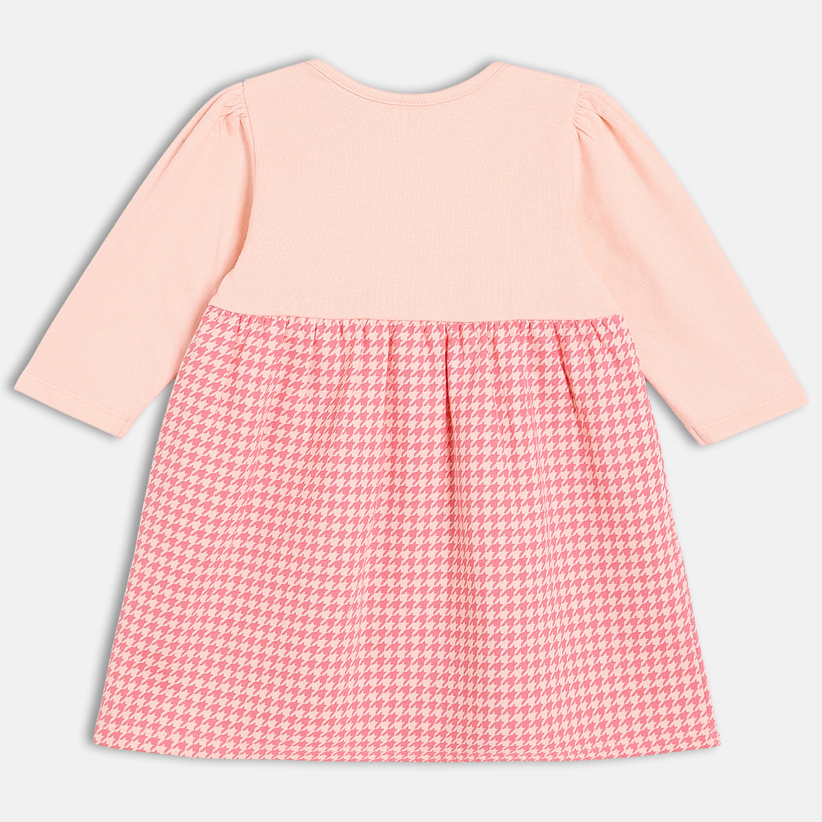 Girls Cotton Pack Of 2 Full Sleeves Geometric & Floral Printed Dress - Peach