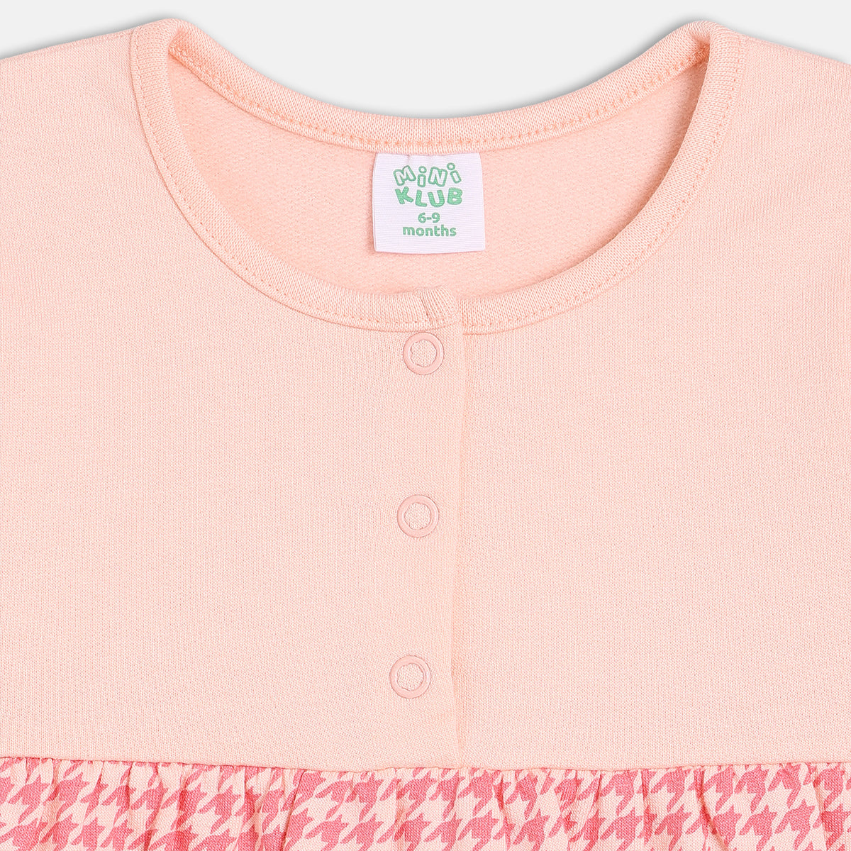 Girls Cotton Pack Of 2 Full Sleeves Geometric & Floral Printed Dress - Peach