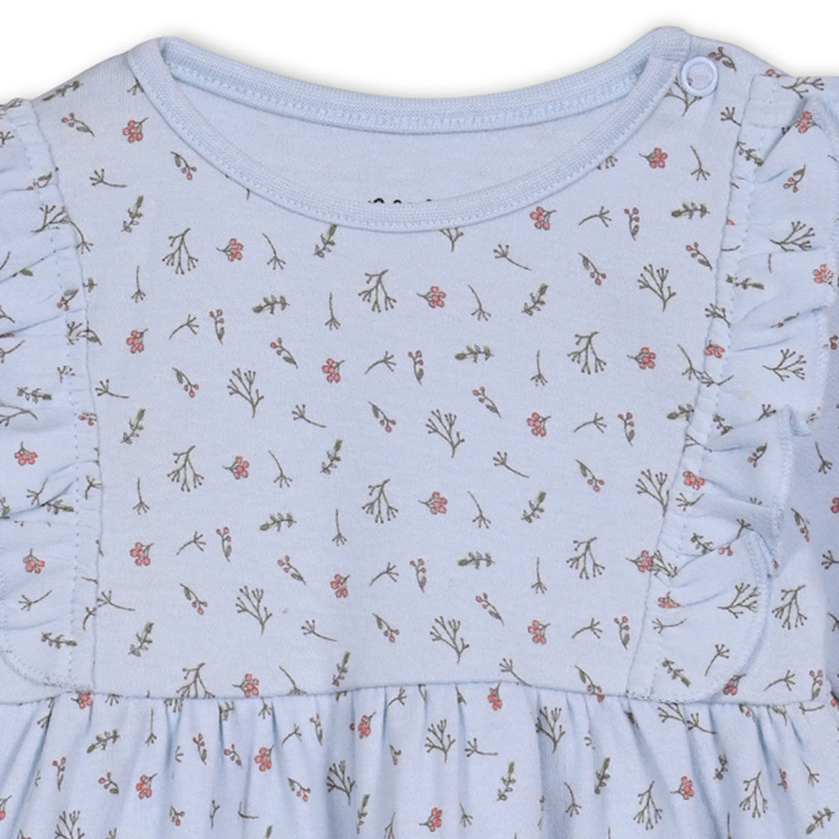 Girls Cotton Pack Of 2 Full Sleeves Animal & Floral Printed Dress - Mustard & Blue