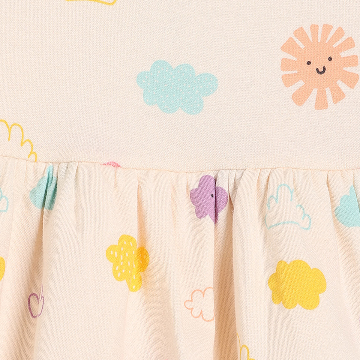 Girls Cotton Pack Of 2 Full Sleeves Floral & Hot Balloon Printed Dress - Yellow & Pink