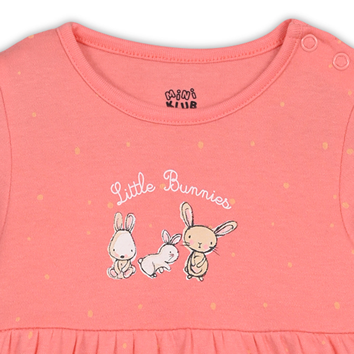 Girls Cotton Pack Of 2 Full Sleeves Animal Printed Dress - Mustard Yellow & Peach