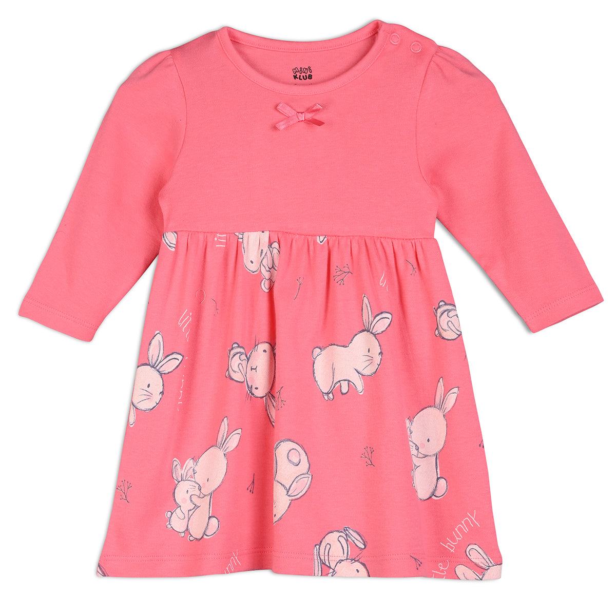 Girls Cotton Pack Of 2 Full Sleeves Animal Printed Dress - Red & Pink