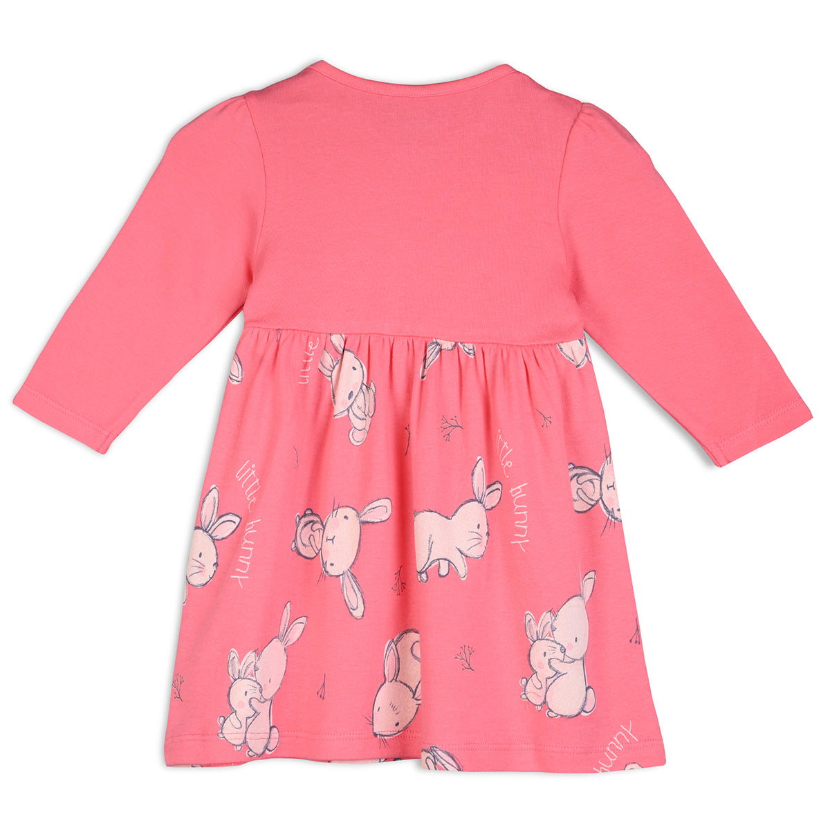 Girls Cotton Pack Of 2 Full Sleeves Animal Printed Dress - Red & Pink