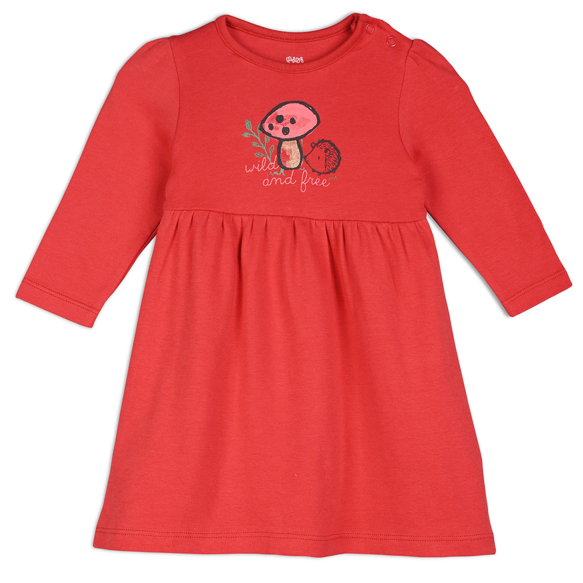 Girls Cotton Pack Of 2 Full Sleeves Animal Printed Dress - Red & Pink