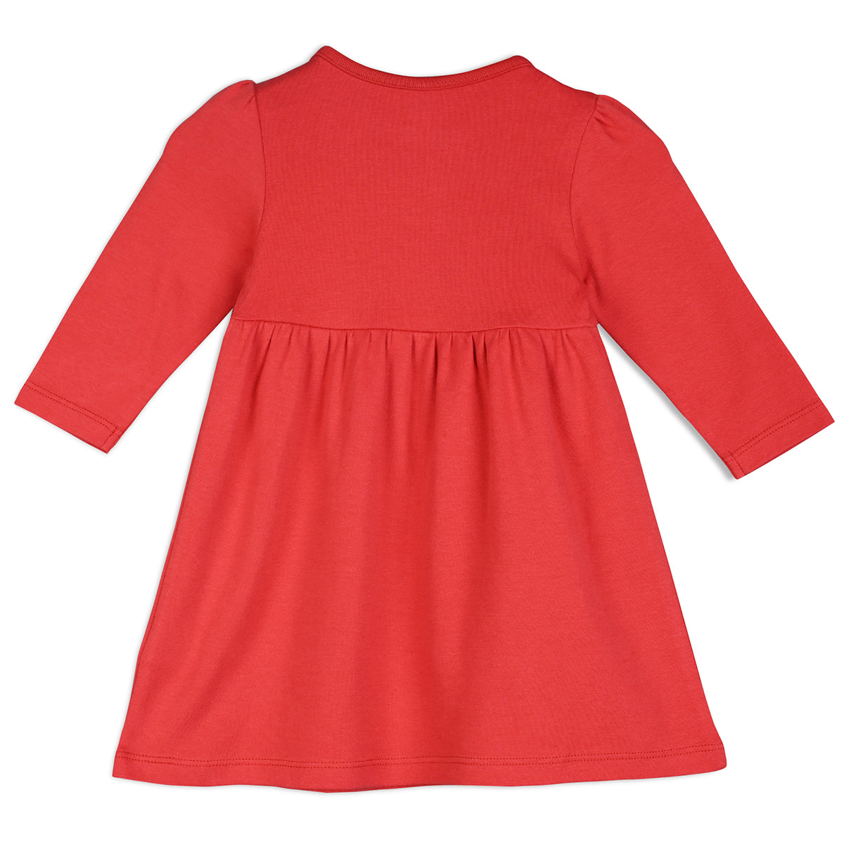 Girls Cotton Pack Of 2 Full Sleeves Animal Printed Dress - Red & Pink