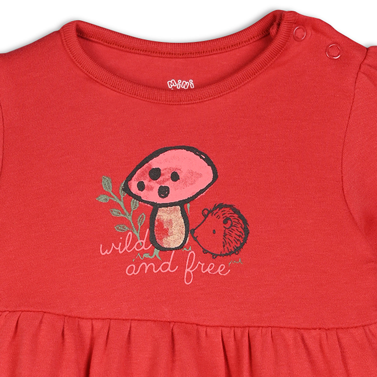 Girls Cotton Pack Of 2 Full Sleeves Animal Printed Dress - Red & Pink