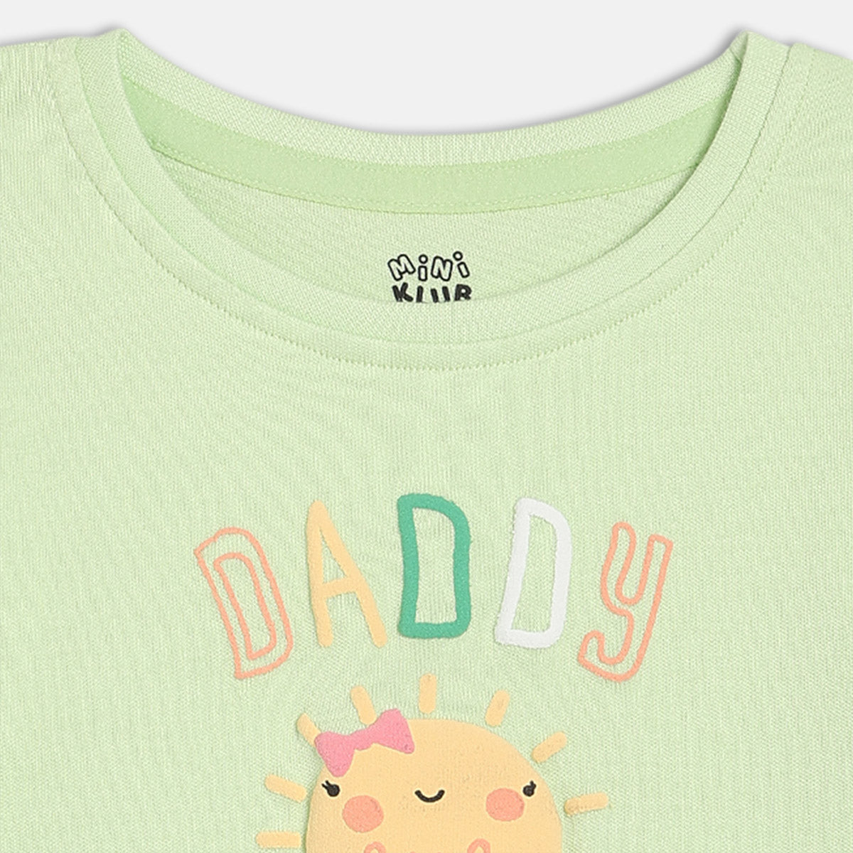 Girls Cotton Pack Of 2 Full Sleeves Text & Planet Printed Tops - Green & Pink