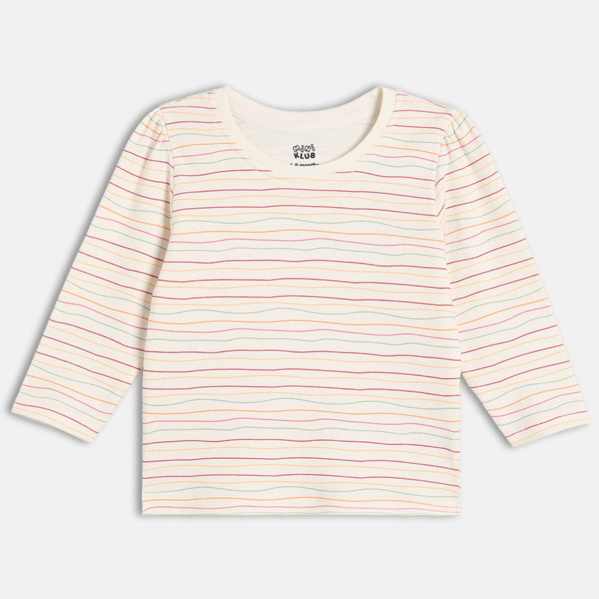 Girls Cotton Pack Of 2 Full Sleeves Floral Printed & Striped Knit Tops - Pink & White