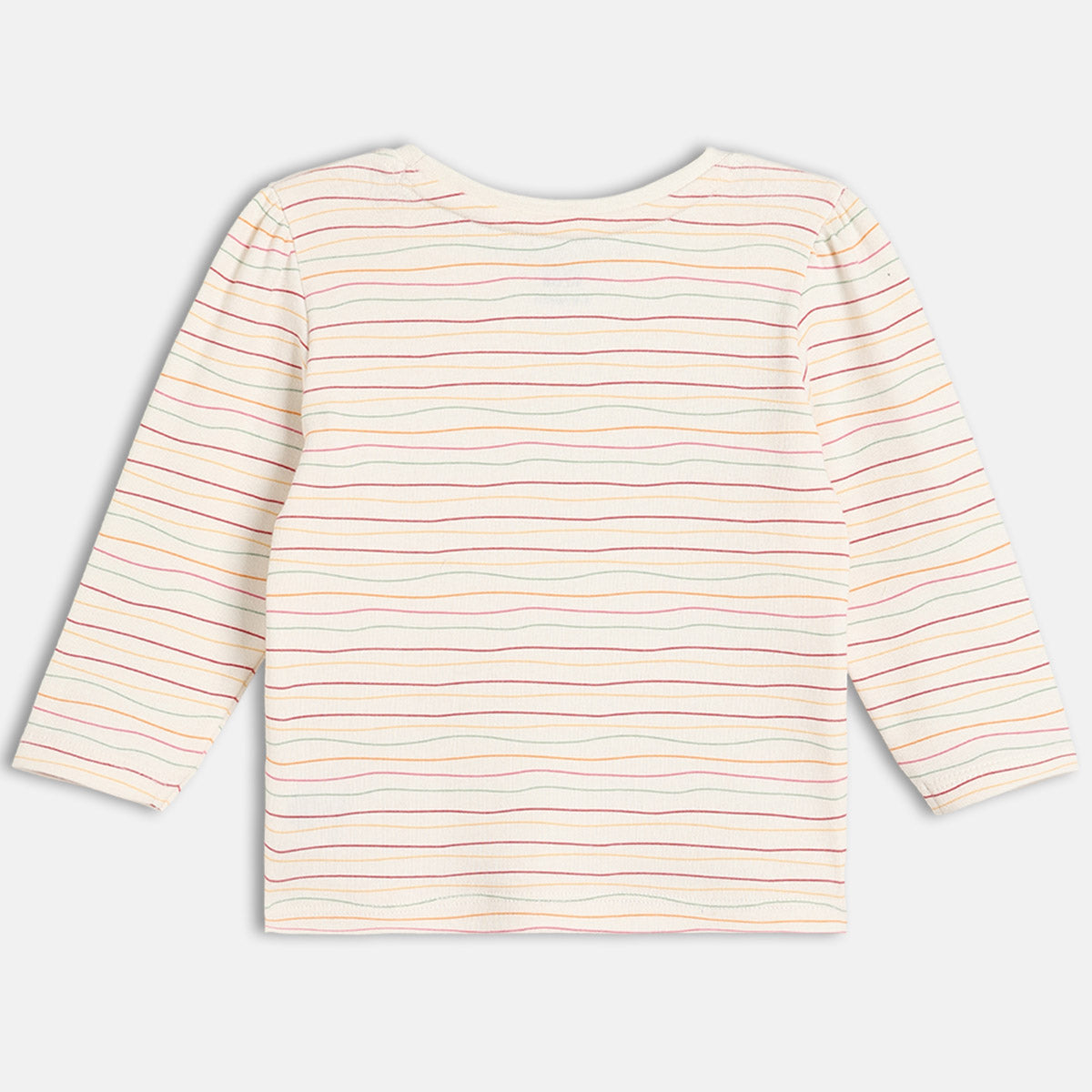 Girls Cotton Pack Of 2 Full Sleeves Floral Printed & Striped Knit Tops - Pink & White