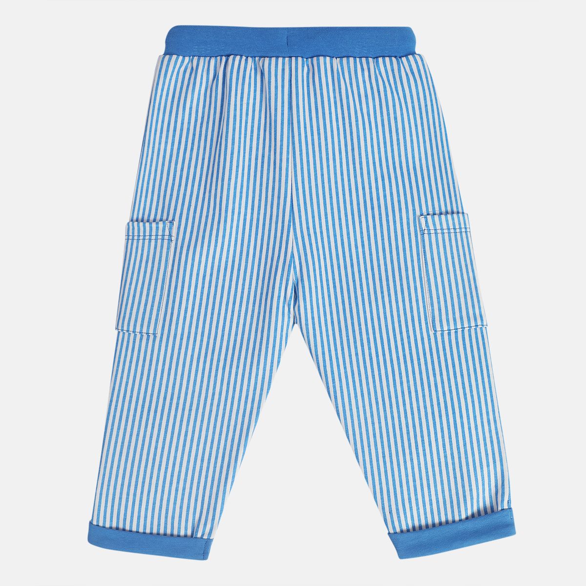 Boys Cotton Striped Knit Bottom - Blue