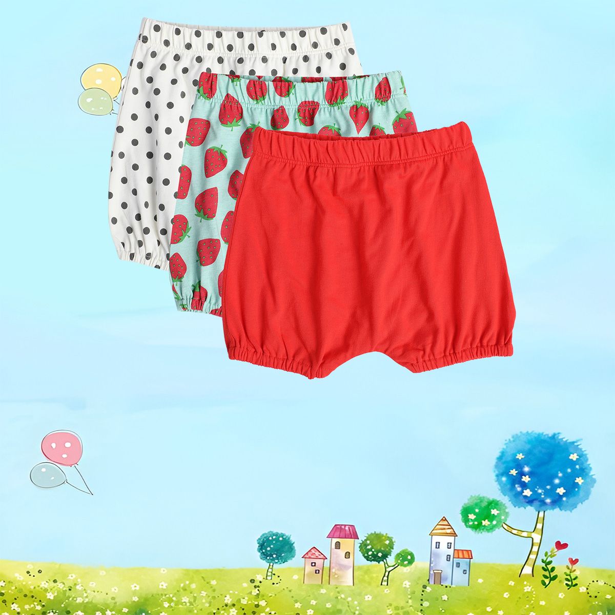 Girls Multicolor Pack Of 3 Shorts