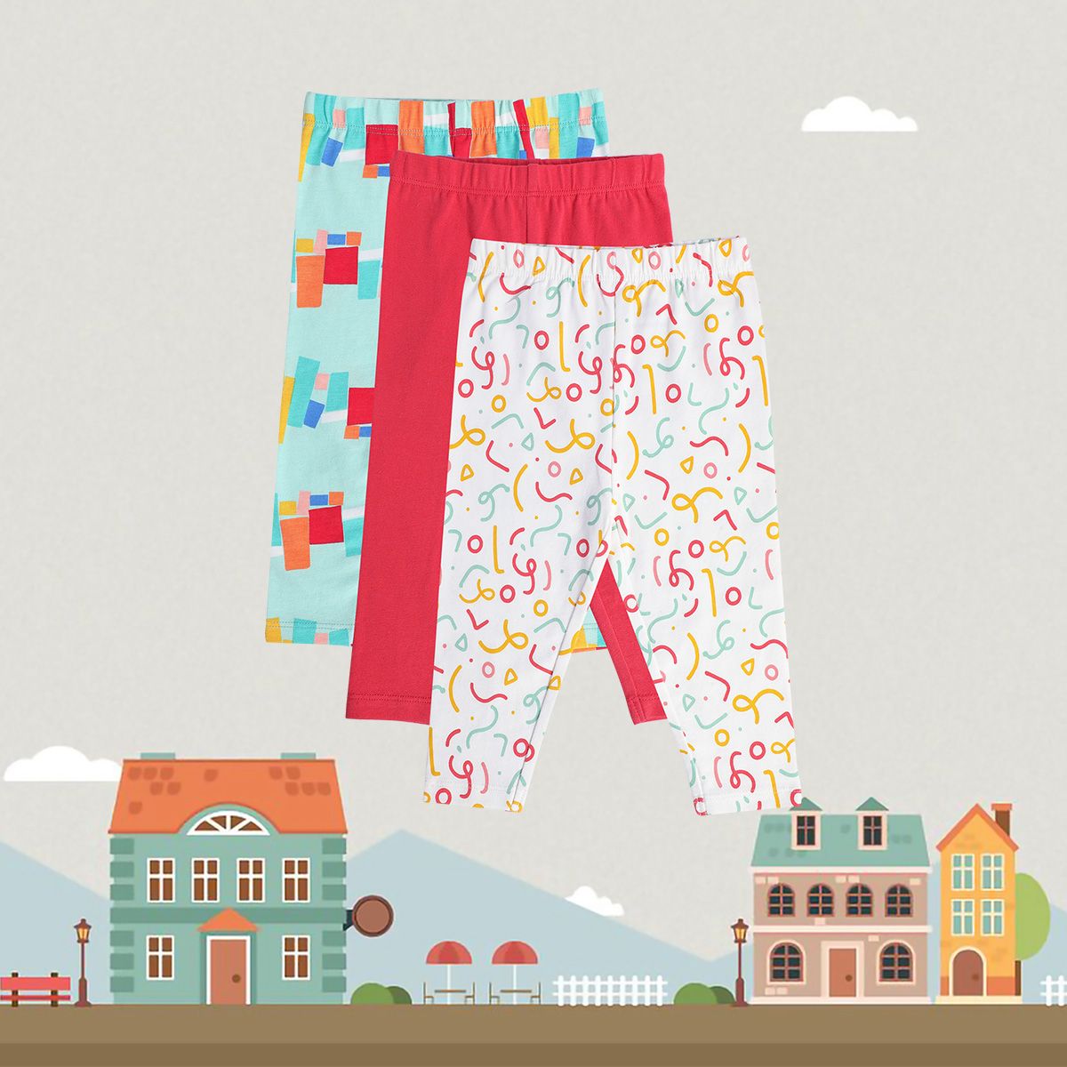 Girls Multicolor Pack Of 3 Legging