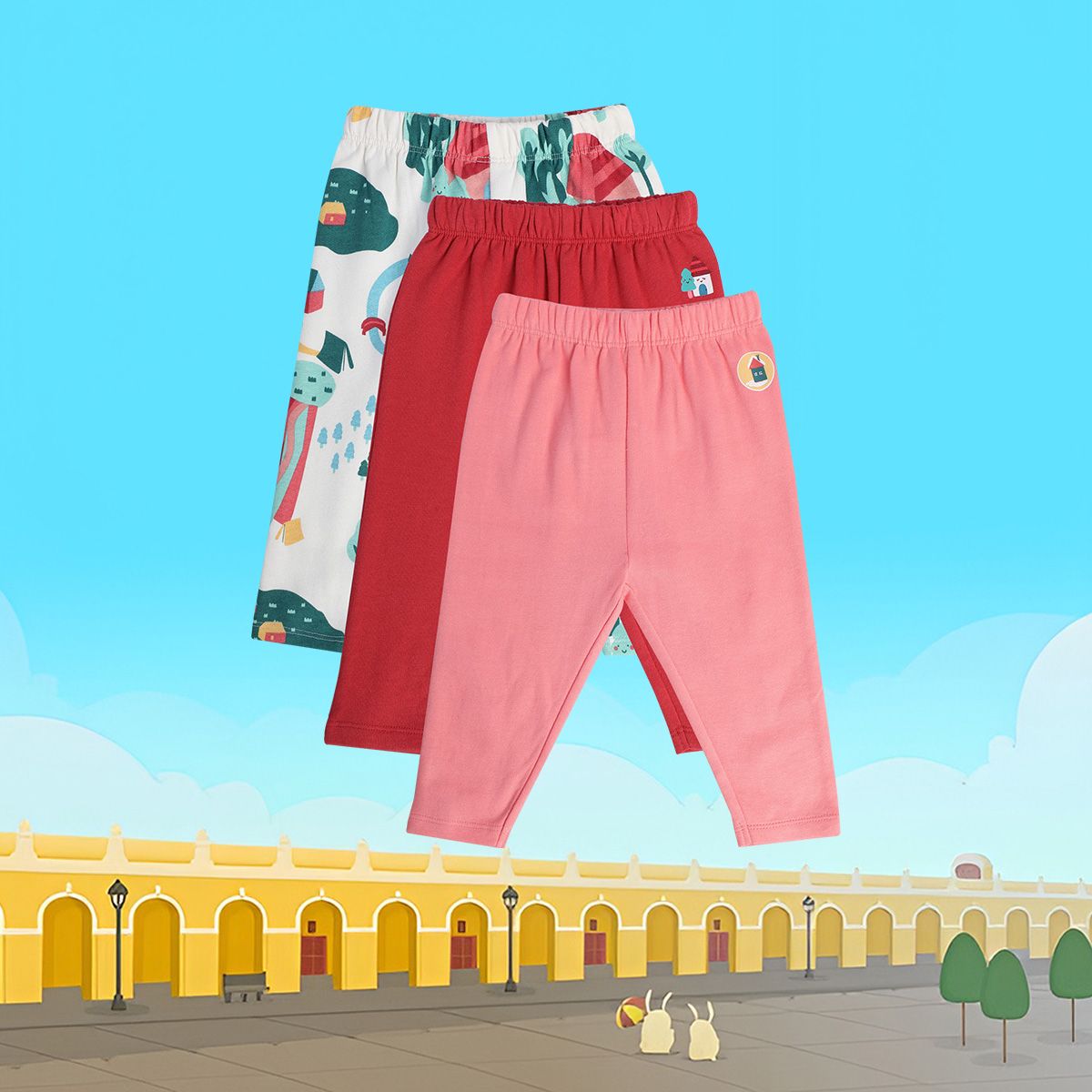 Girls Multicolor Pack Of 3 Legging