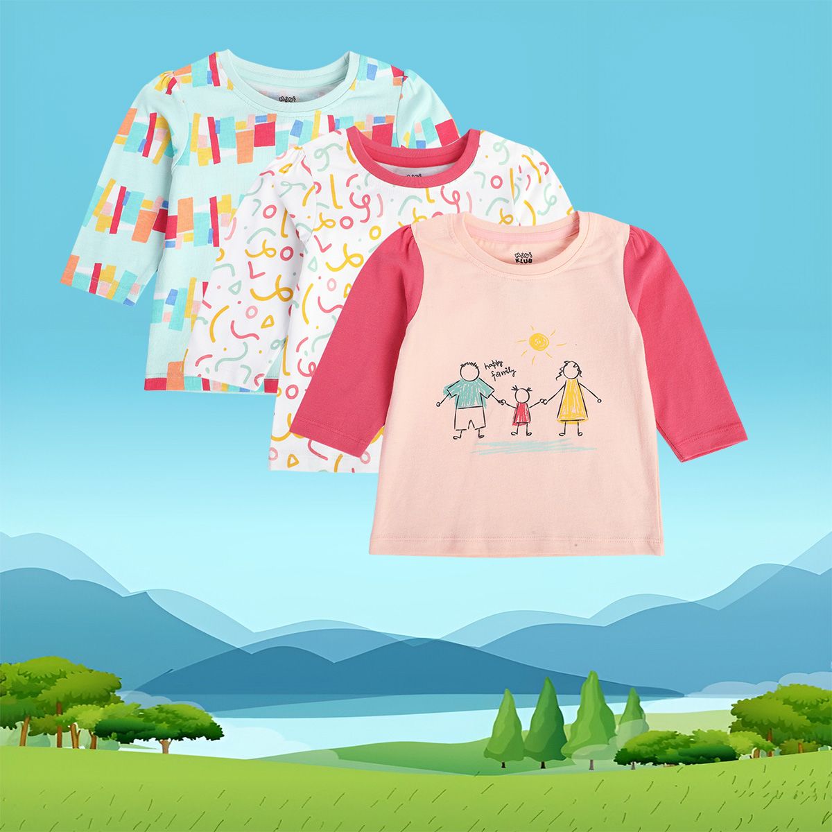 Girls Multicolor Pack Of 3 Knit Top