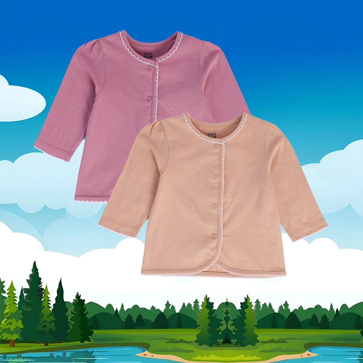 Girls Multicolor Pack Of 2 Front Open Vest