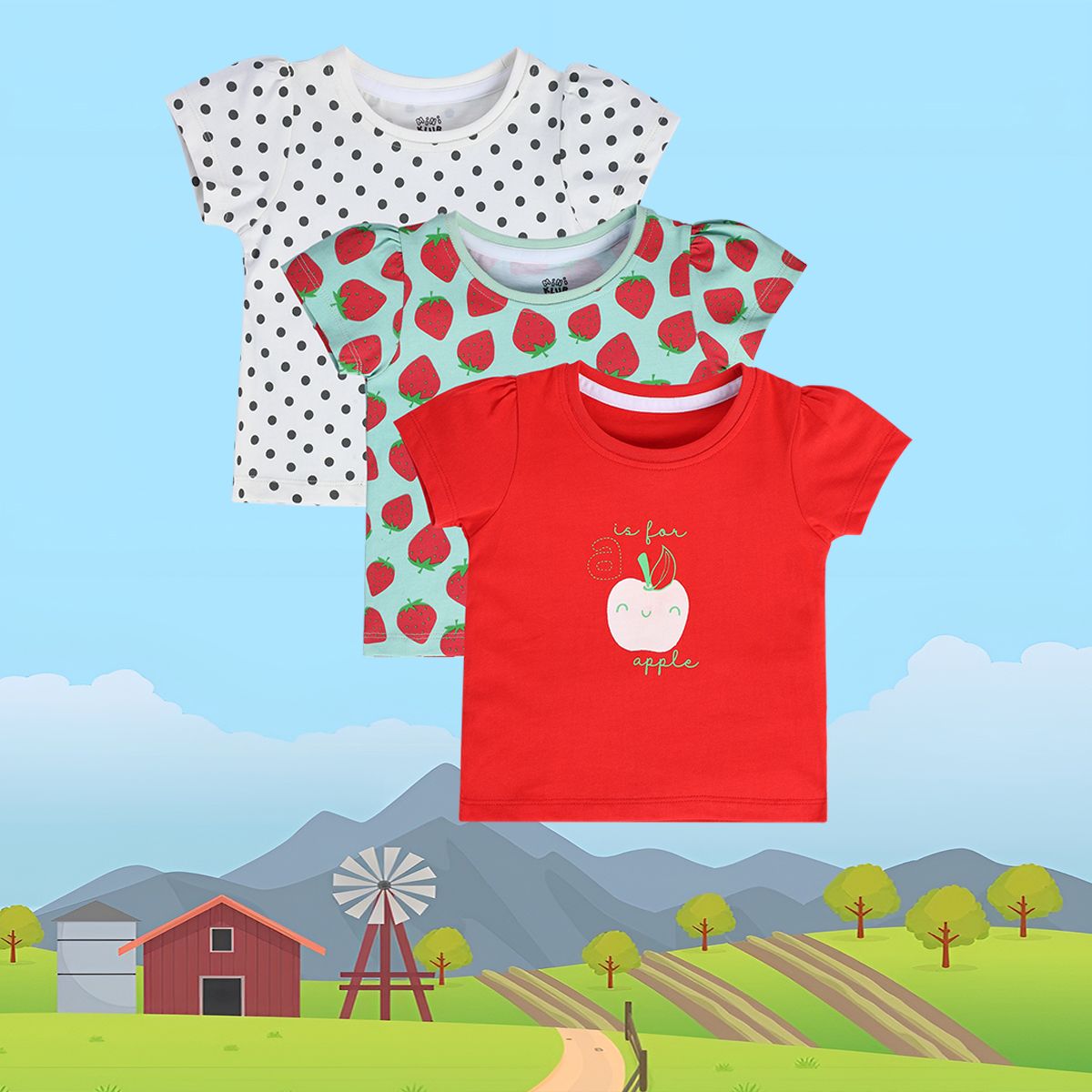 Girls Multicolor Pack Of 3 Knit Top