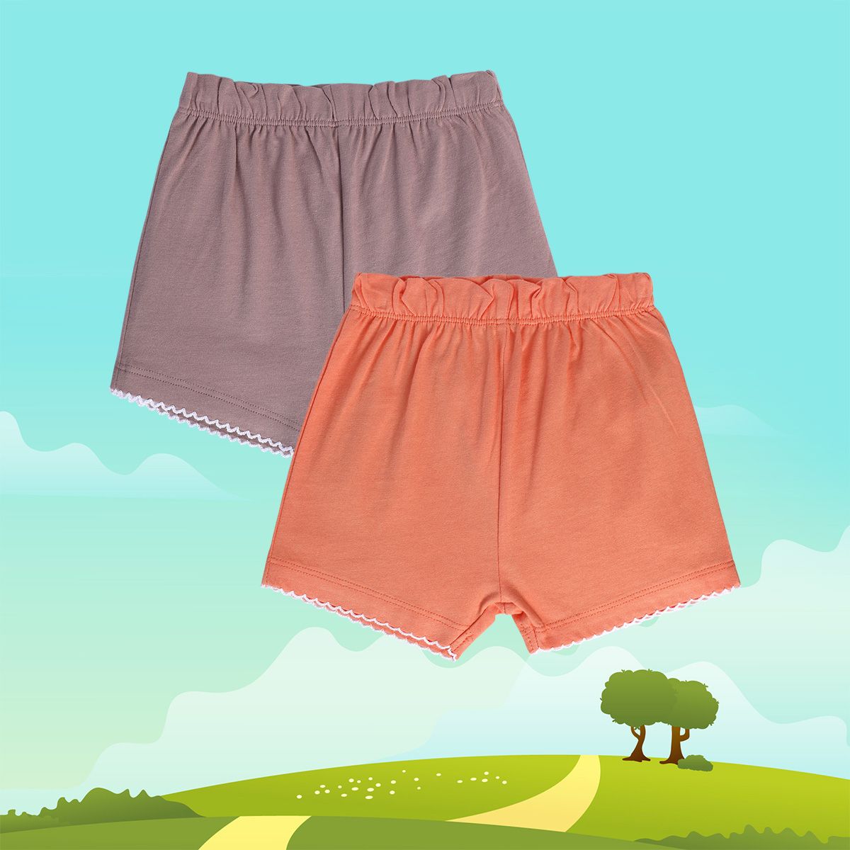 Girls Multicolor Pack Of 2 Shorts