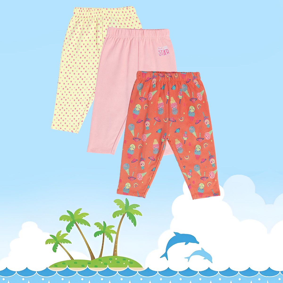 Girls Multicolor Pack Of 3 Legging