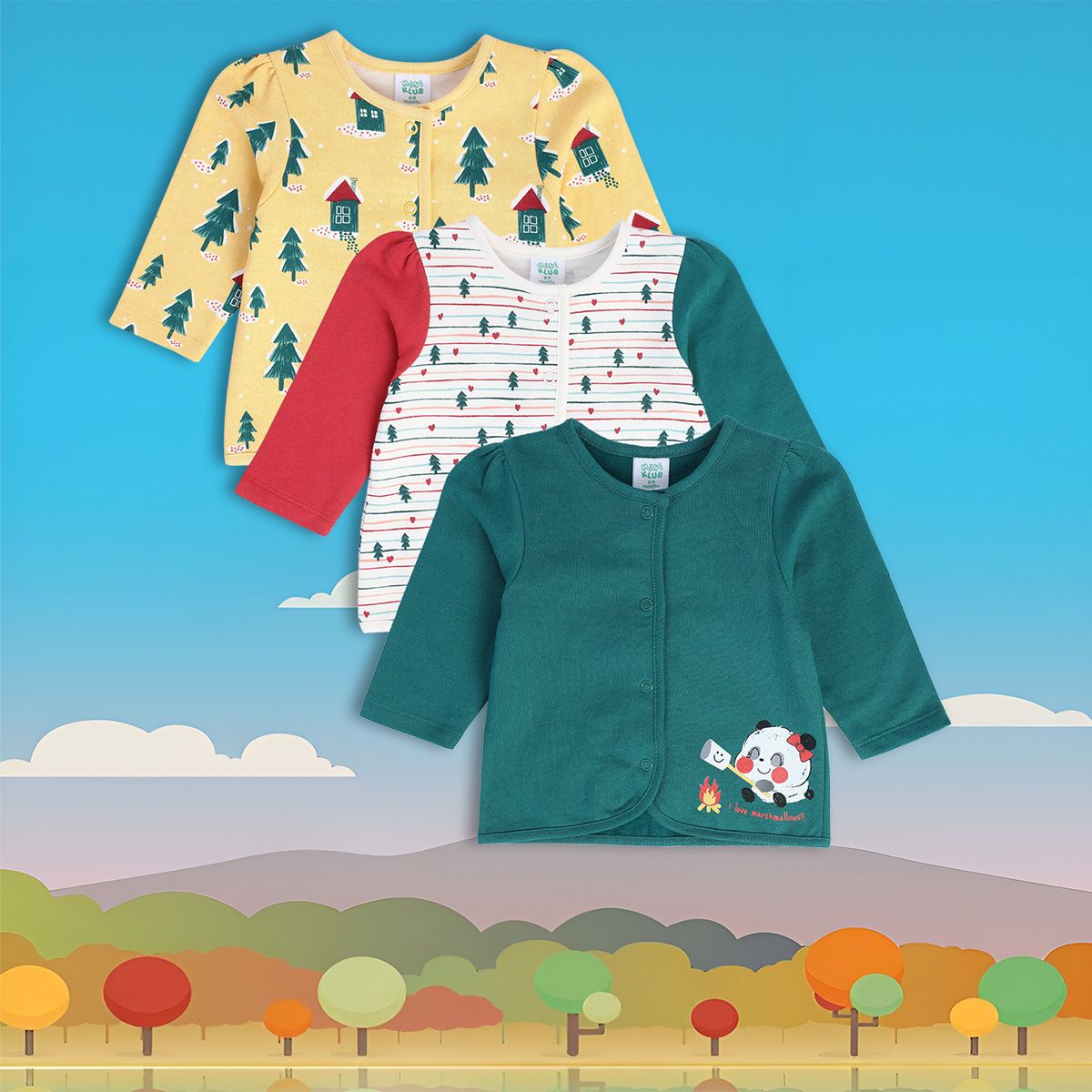 Girls Multicolor Pack Of 3 Front Open Vest