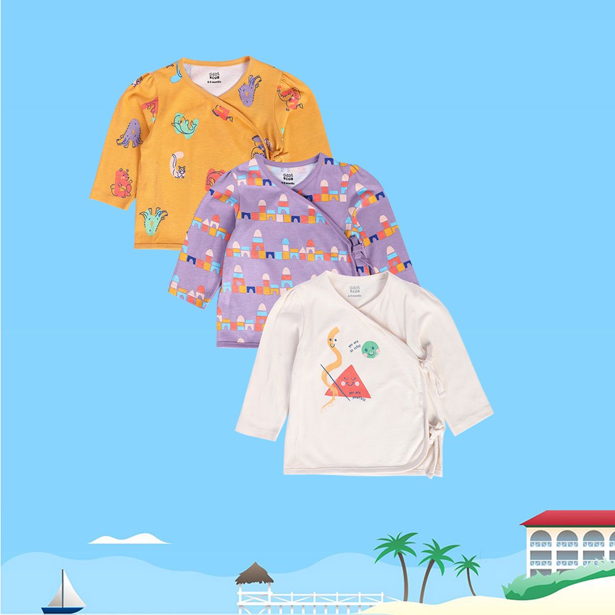 Girls Multicolor Pack Of 3 Front Open Vest