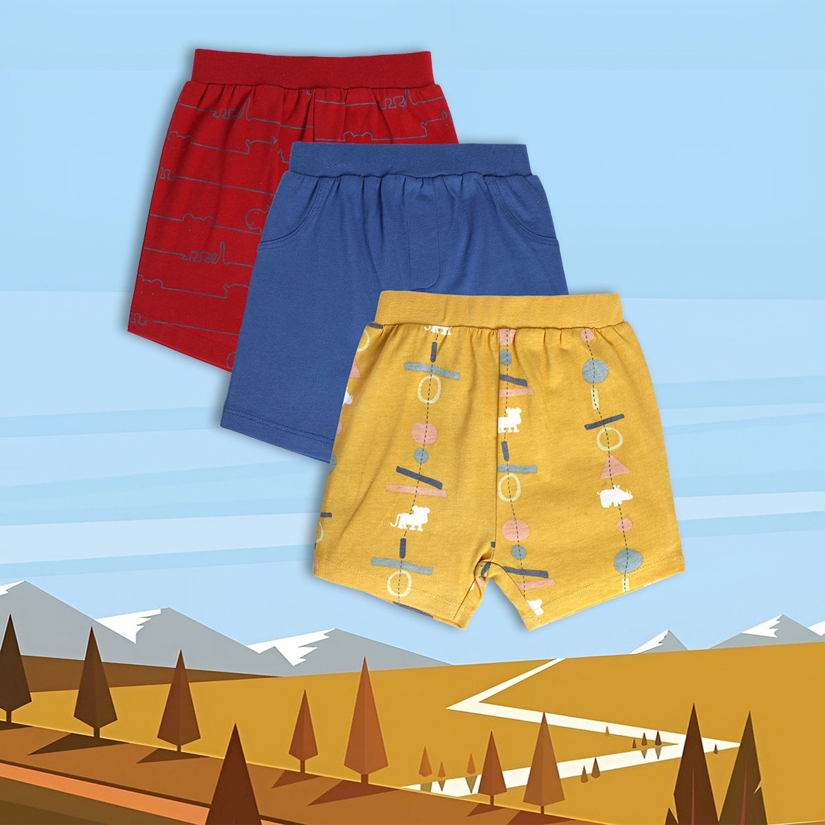 Boys Multicolor Pack Of 3 Shorts