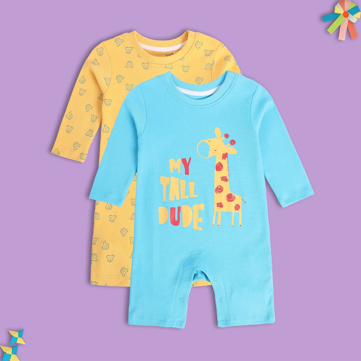 Boys Multicolor Pack Of 2 Romper