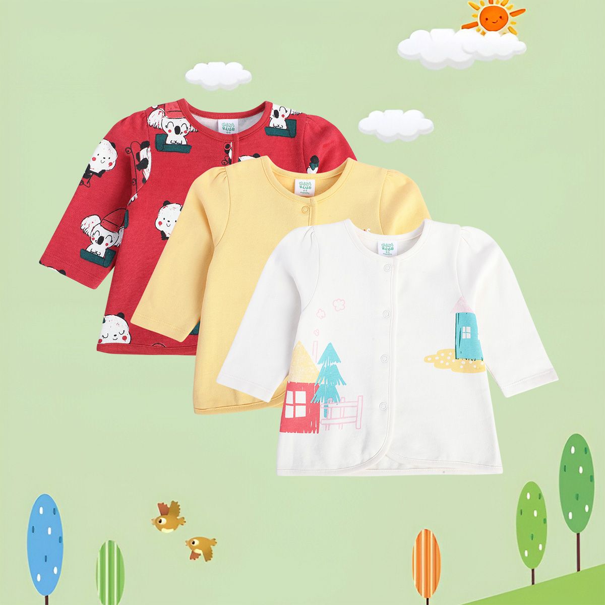 Girls Multicolor Pack Of 3 Front Open Vest