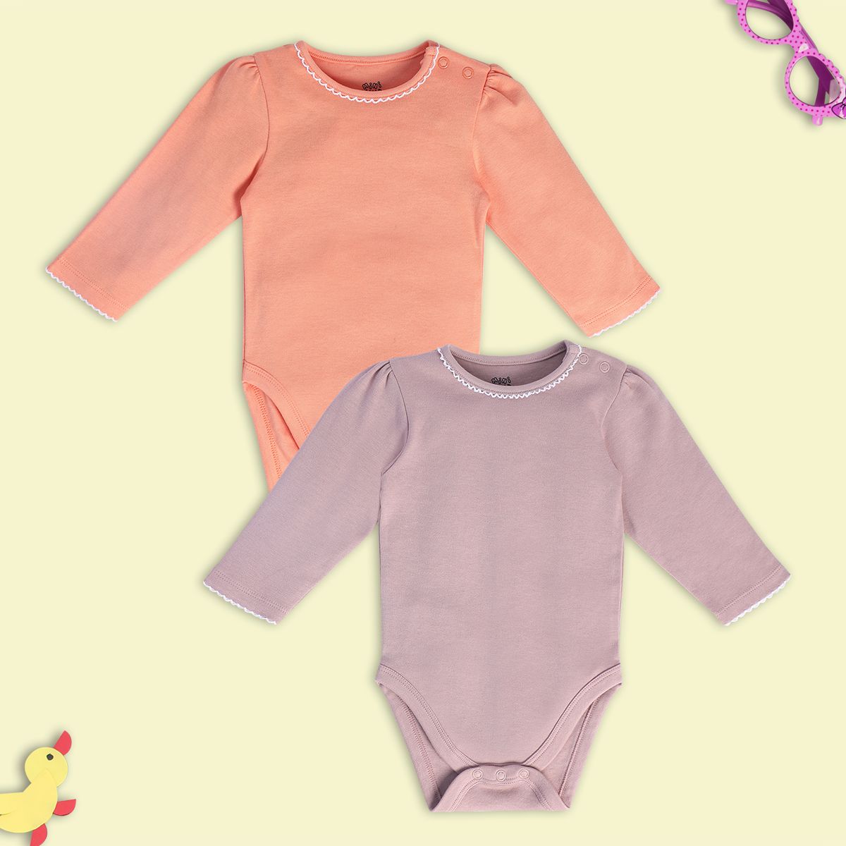 Girls Multicolor Pack Of 2 Body Suit