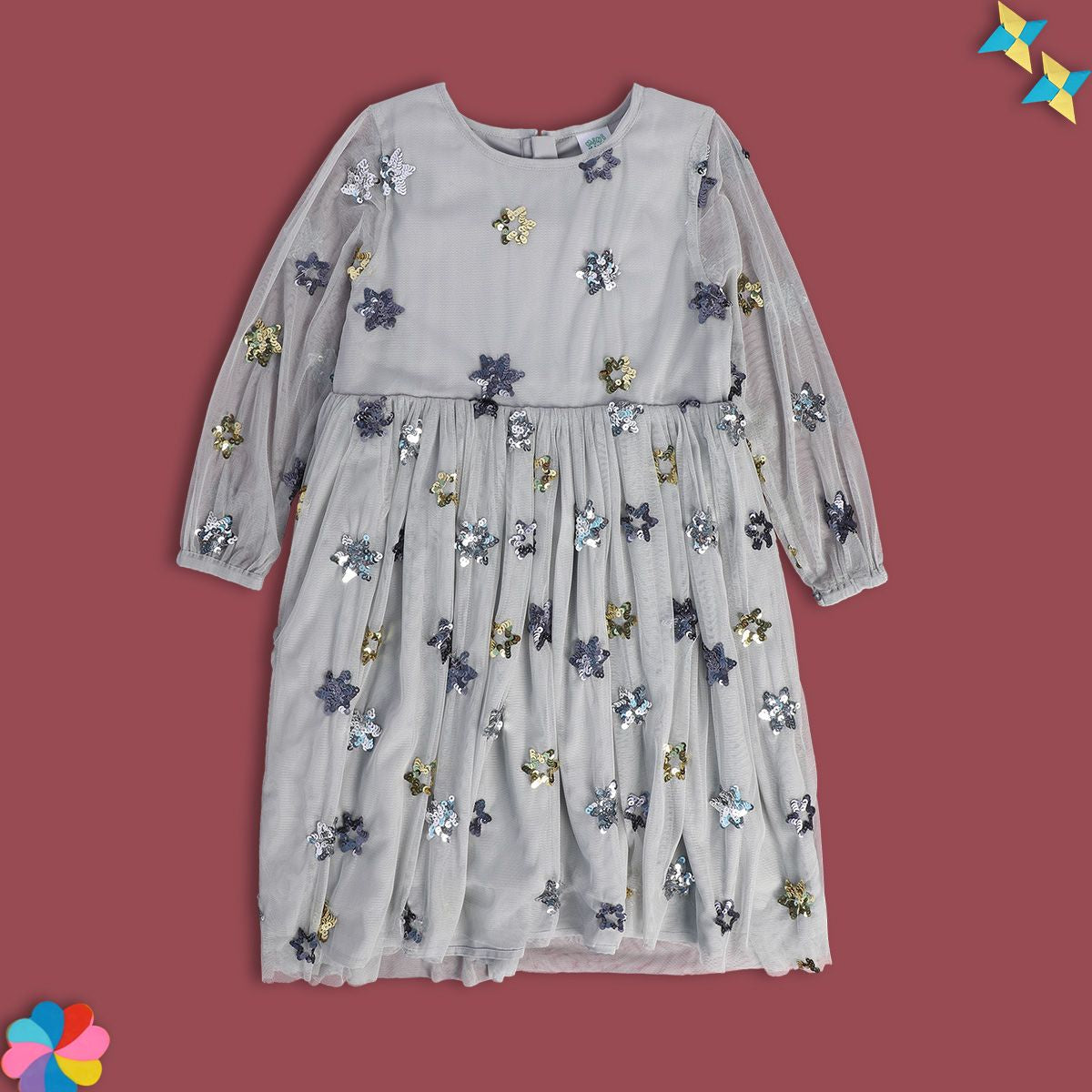 Girls Grey Pack Of 1 Dress