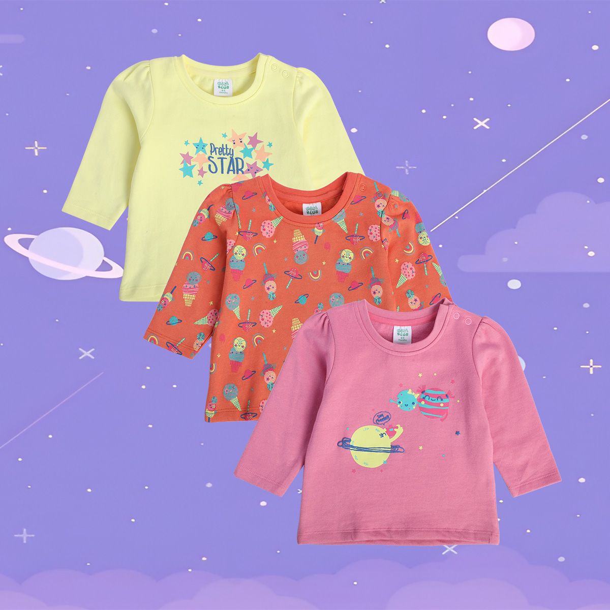 Girls Multicolor Pack Of 3 Knit Top