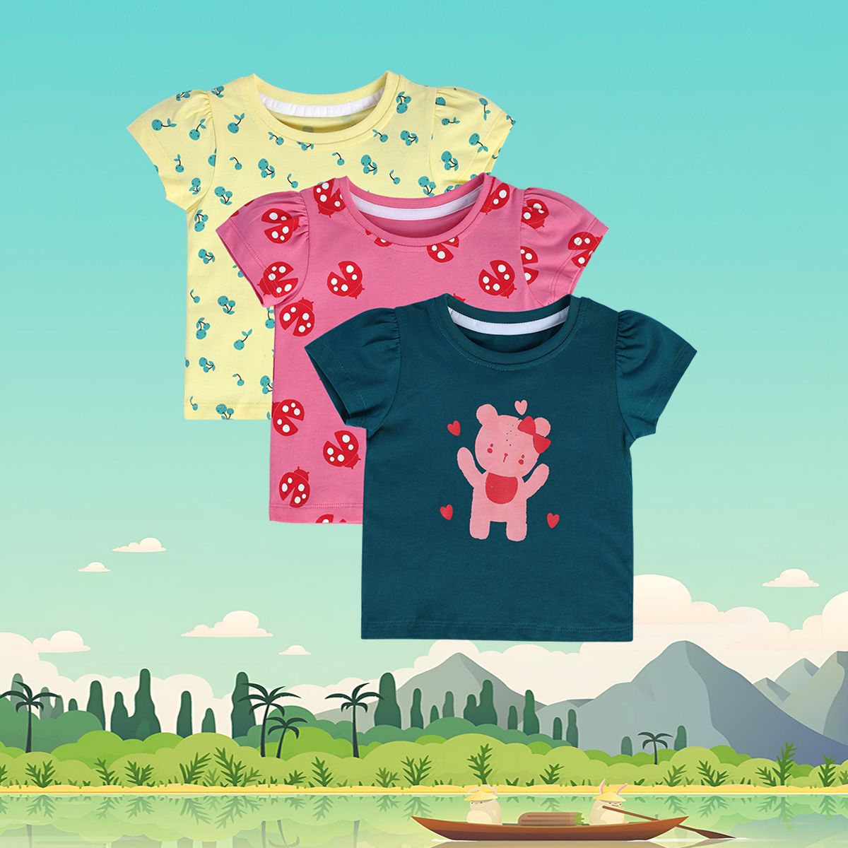 Girls Multicolor Pack Of 3 Knit Top