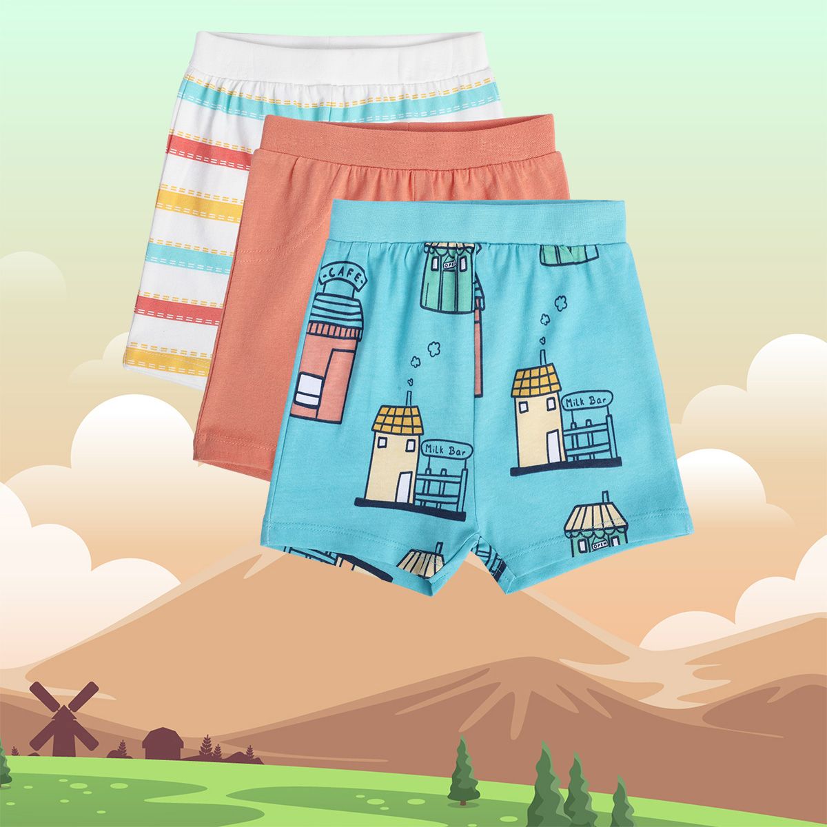 Boys Multicolor Pack Of 3 Shorts