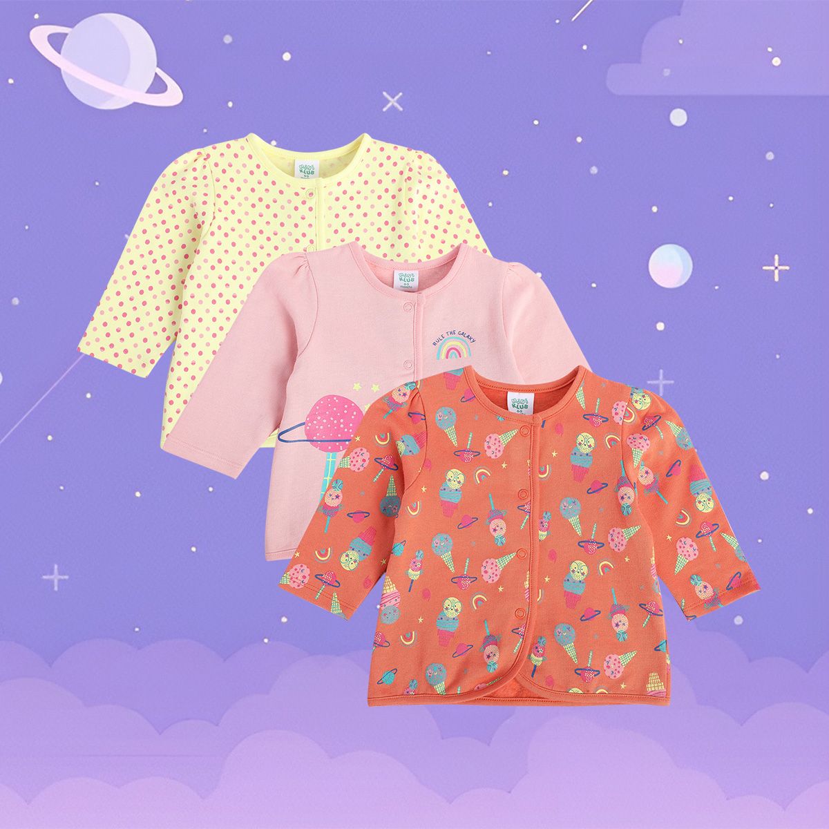 Girls Multicolor Pack Of 3 Front Open Vest