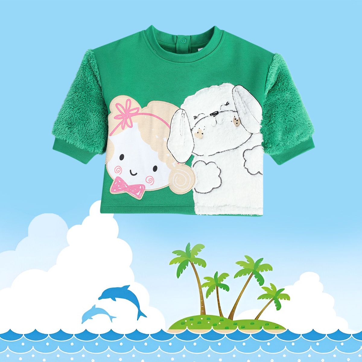 Girls Green Pack Of 1 Sweat Shirt