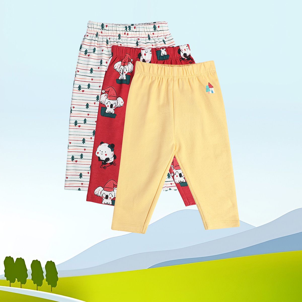 Girls Multicolor Pack Of 3 Knit Bottom