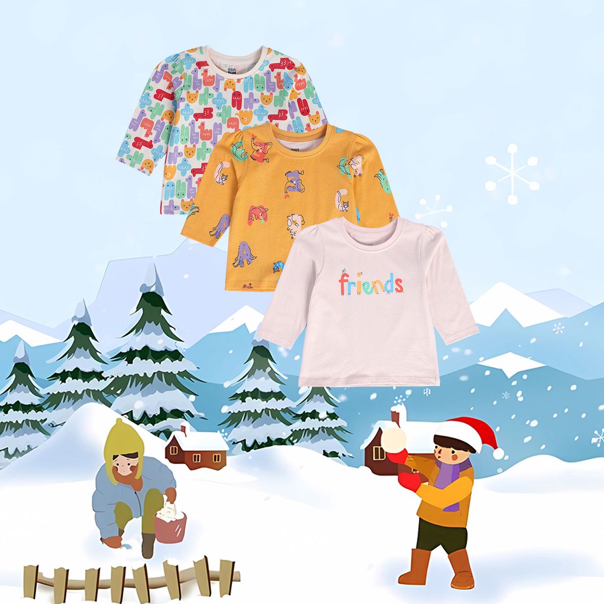 Girls Multicolor Pack Of 3 Knit Top