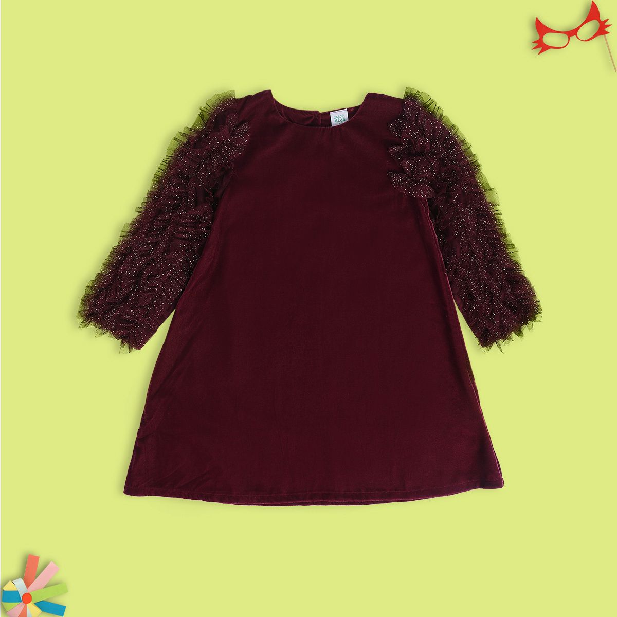 Girls Maroon Pack Of 1 Dress
