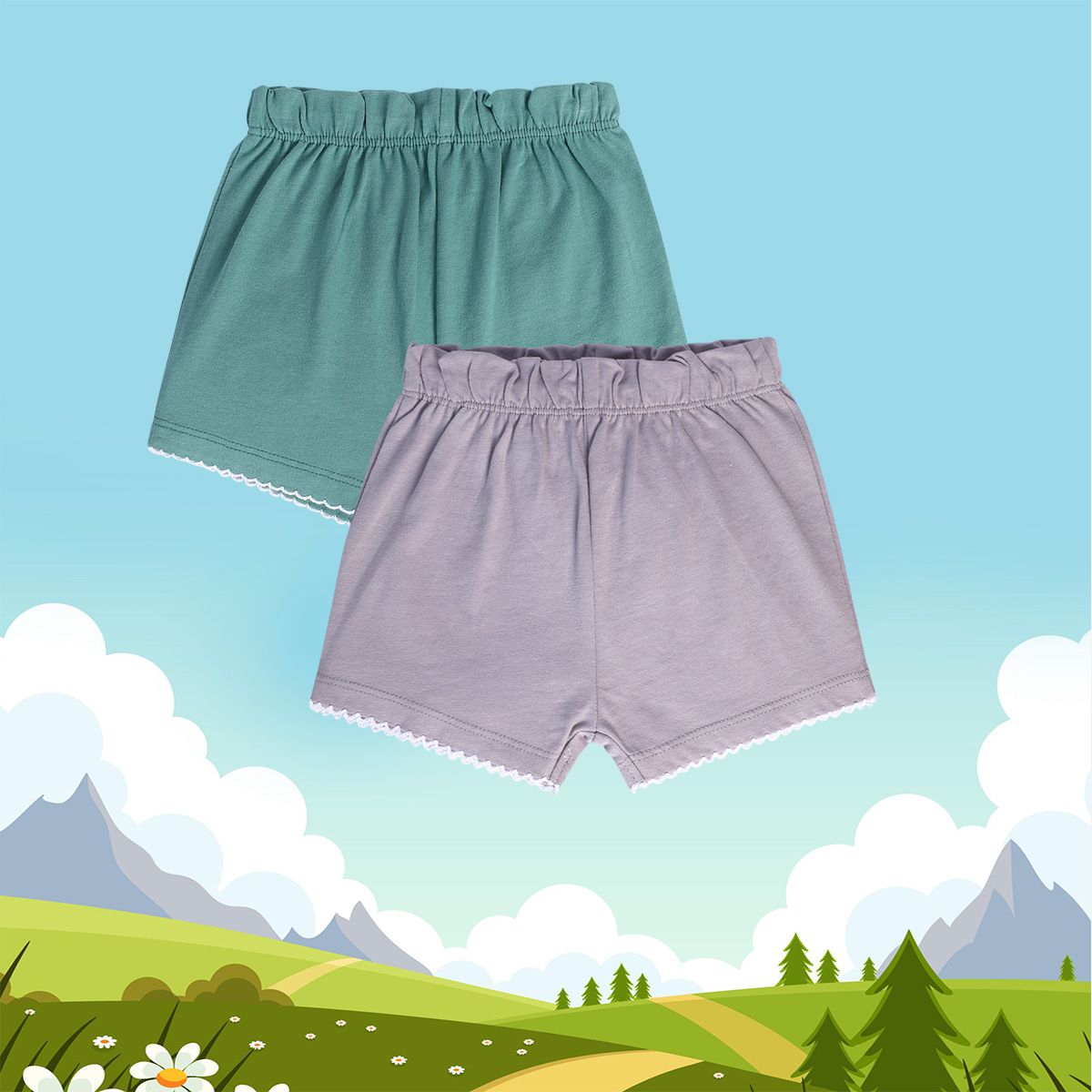 Girls Multicolor Pack Of 2 Shorts