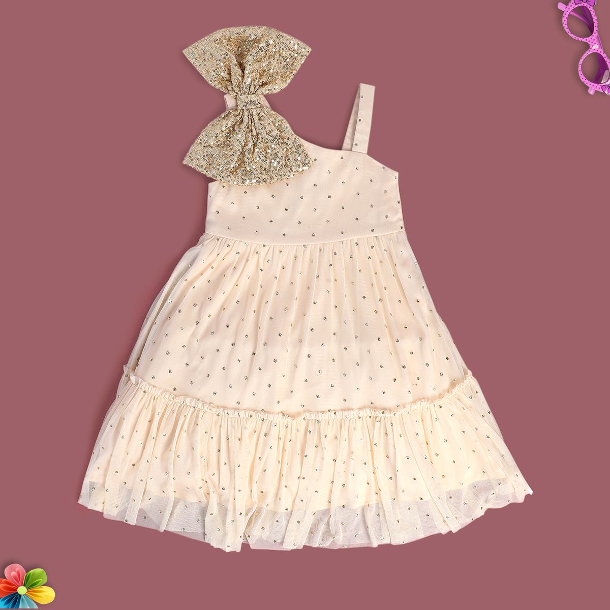 Girls Beige Pack Of 1 Dress
