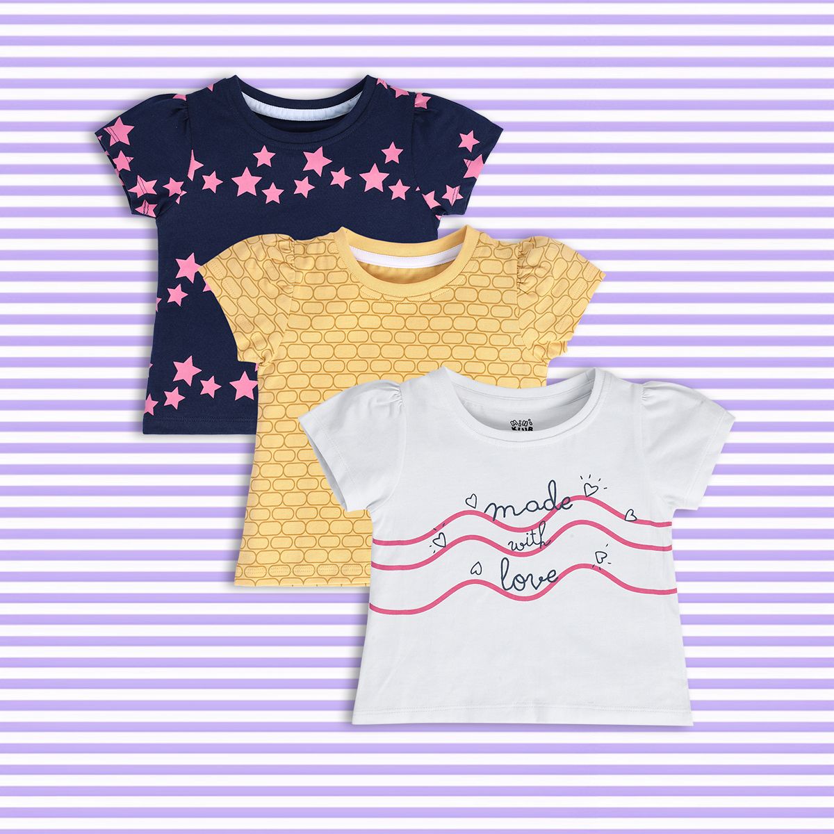 Girls Multicolor Pack Of 3 Knit Top