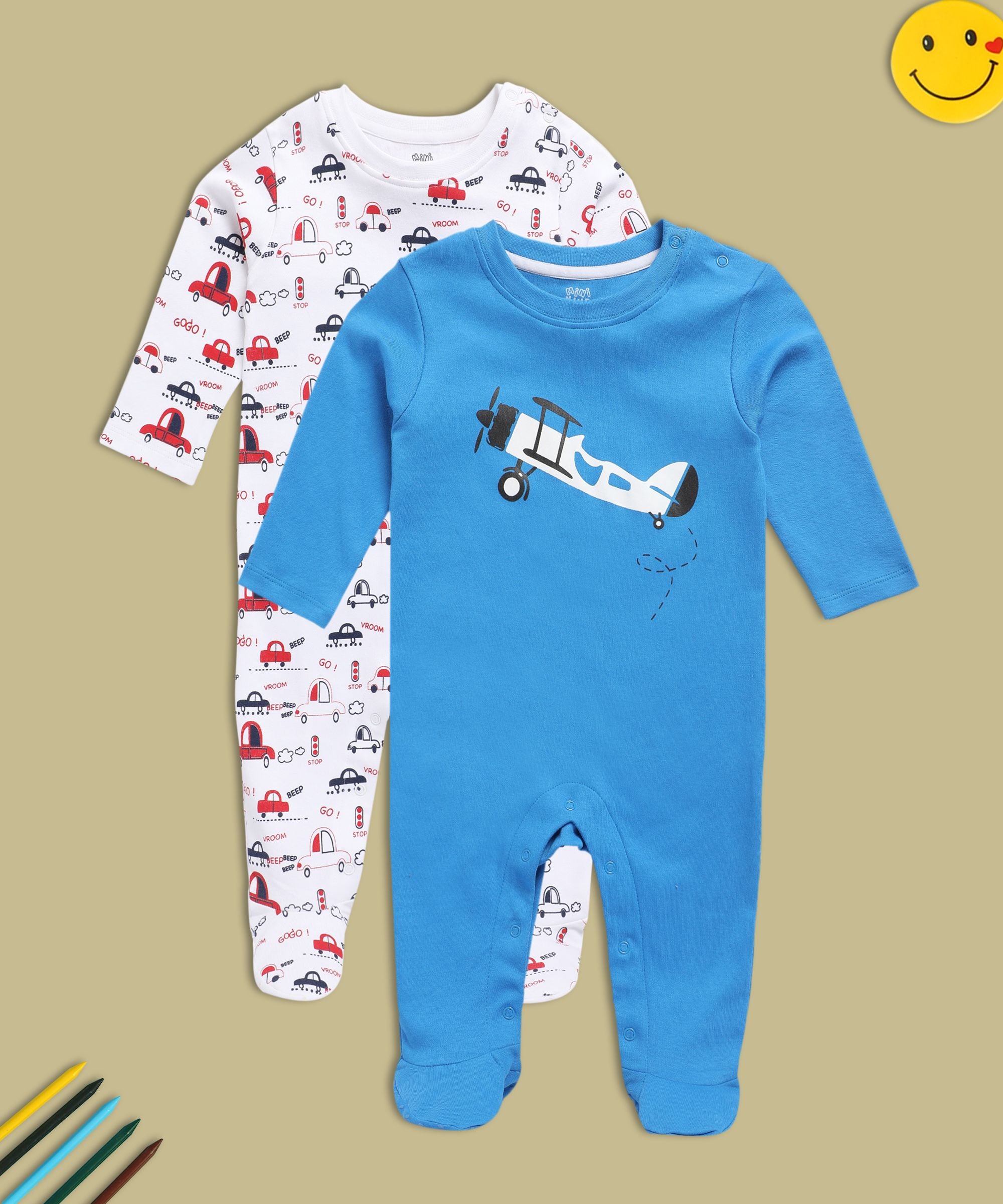 Boys Multicolor Pack Of 2 Sleep Suit
