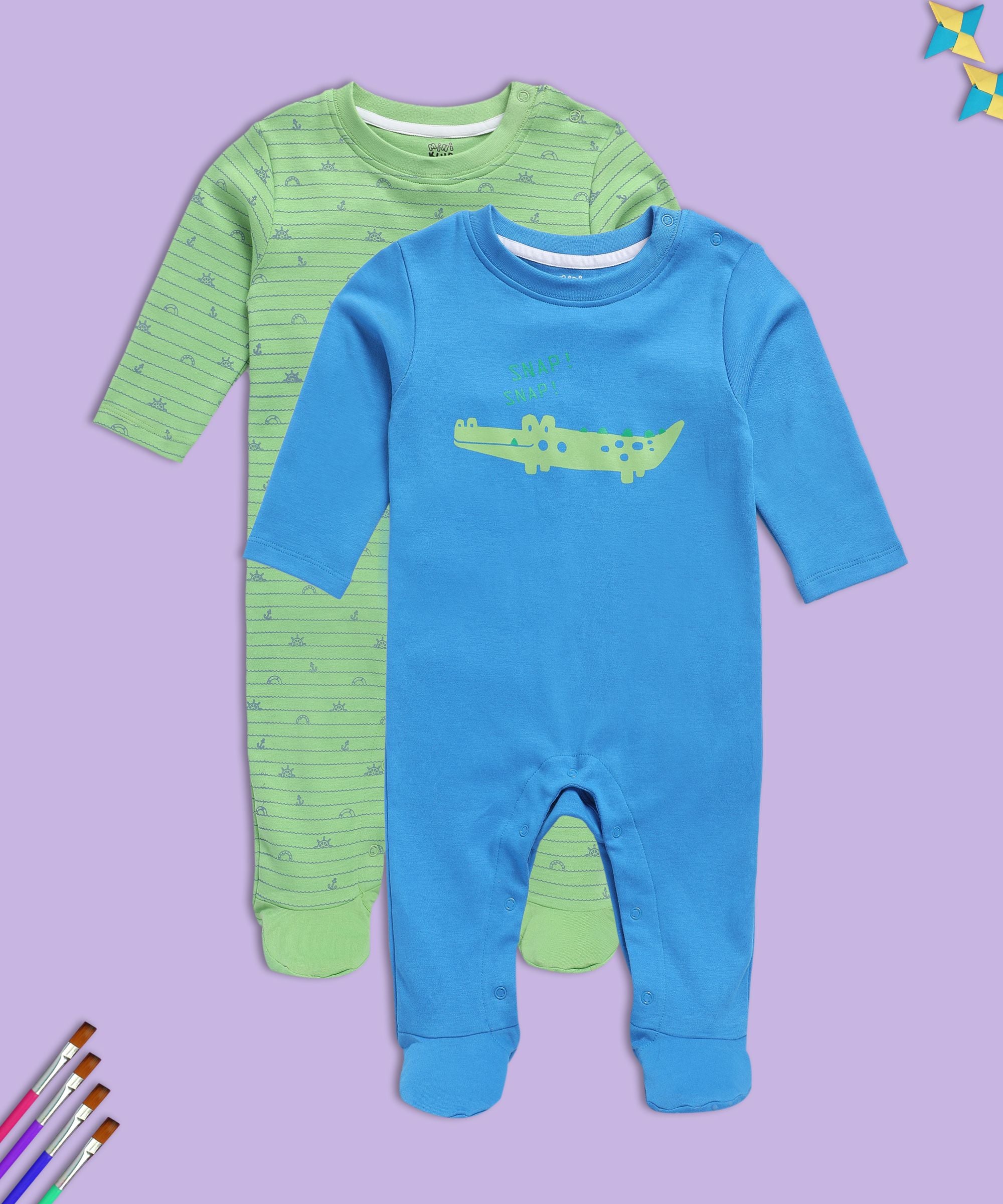 Boys Multicolor Pack Of 2 Sleep Suit