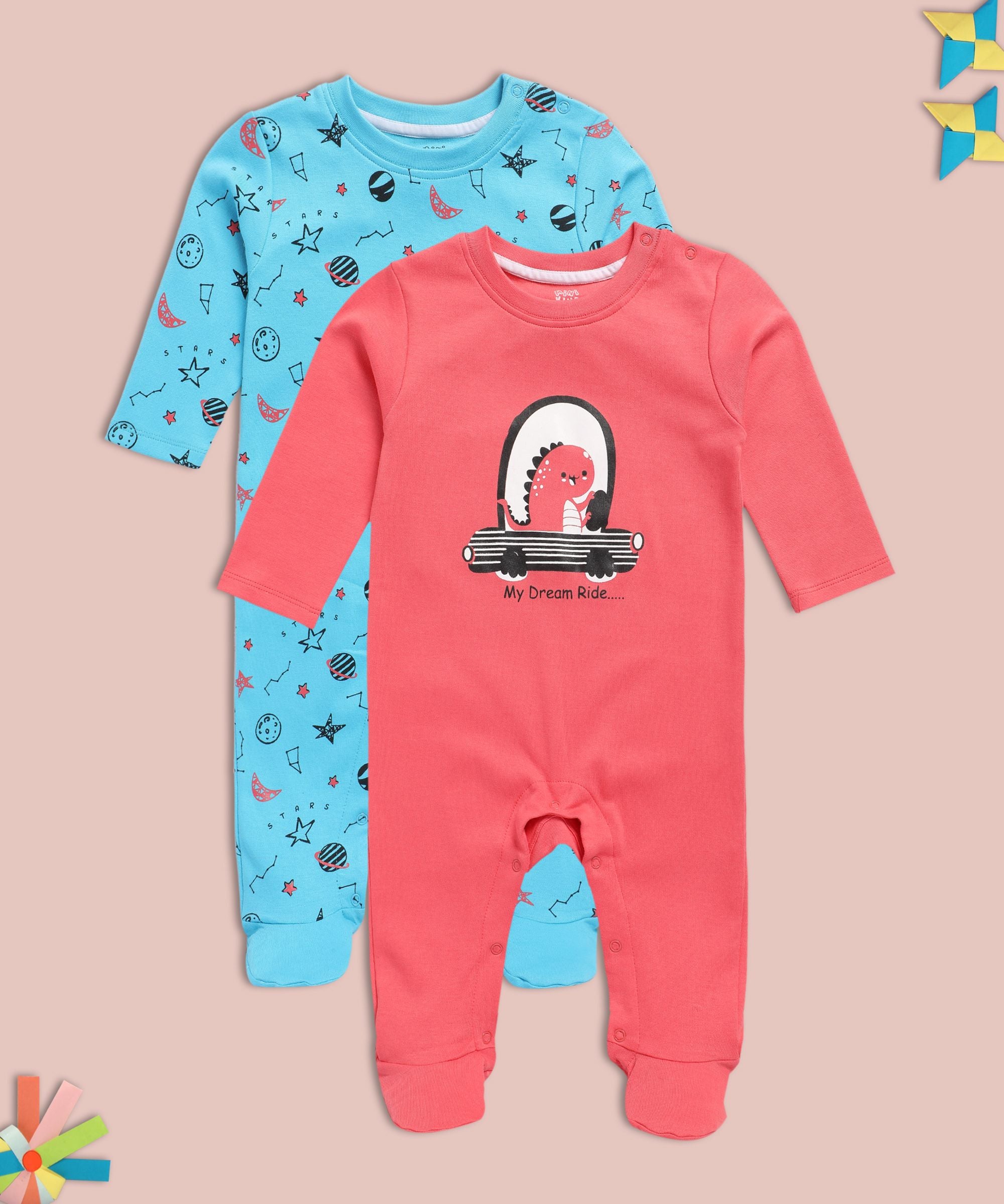 Boys Multicolor Pack Of 2 Sleep Suit