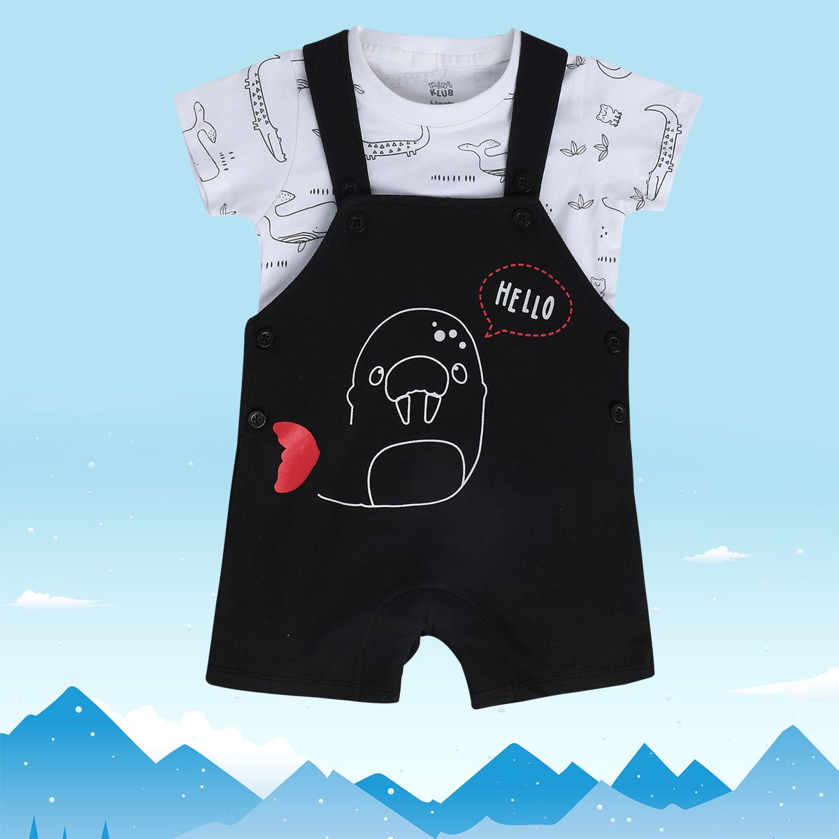 Boys Black Pack Of 2 Dungaree Set