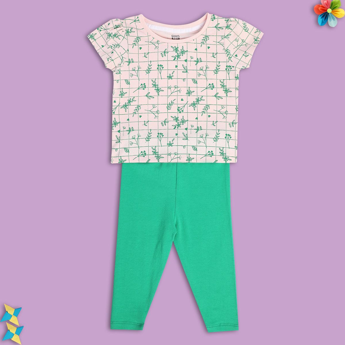 Girls Green Pack Of 2 Top And Bottom