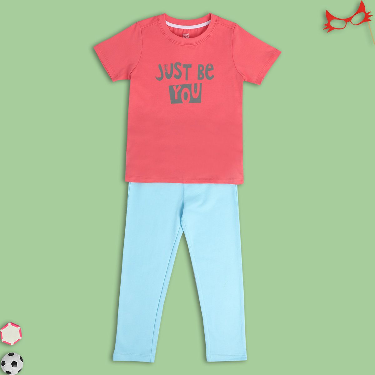 Boys Orange/Green T-Shirt And Bottom Set