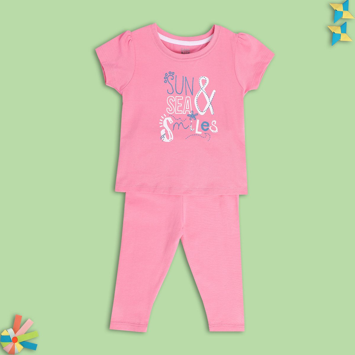 Girls Pink Pack Of 2 Top And Bottom