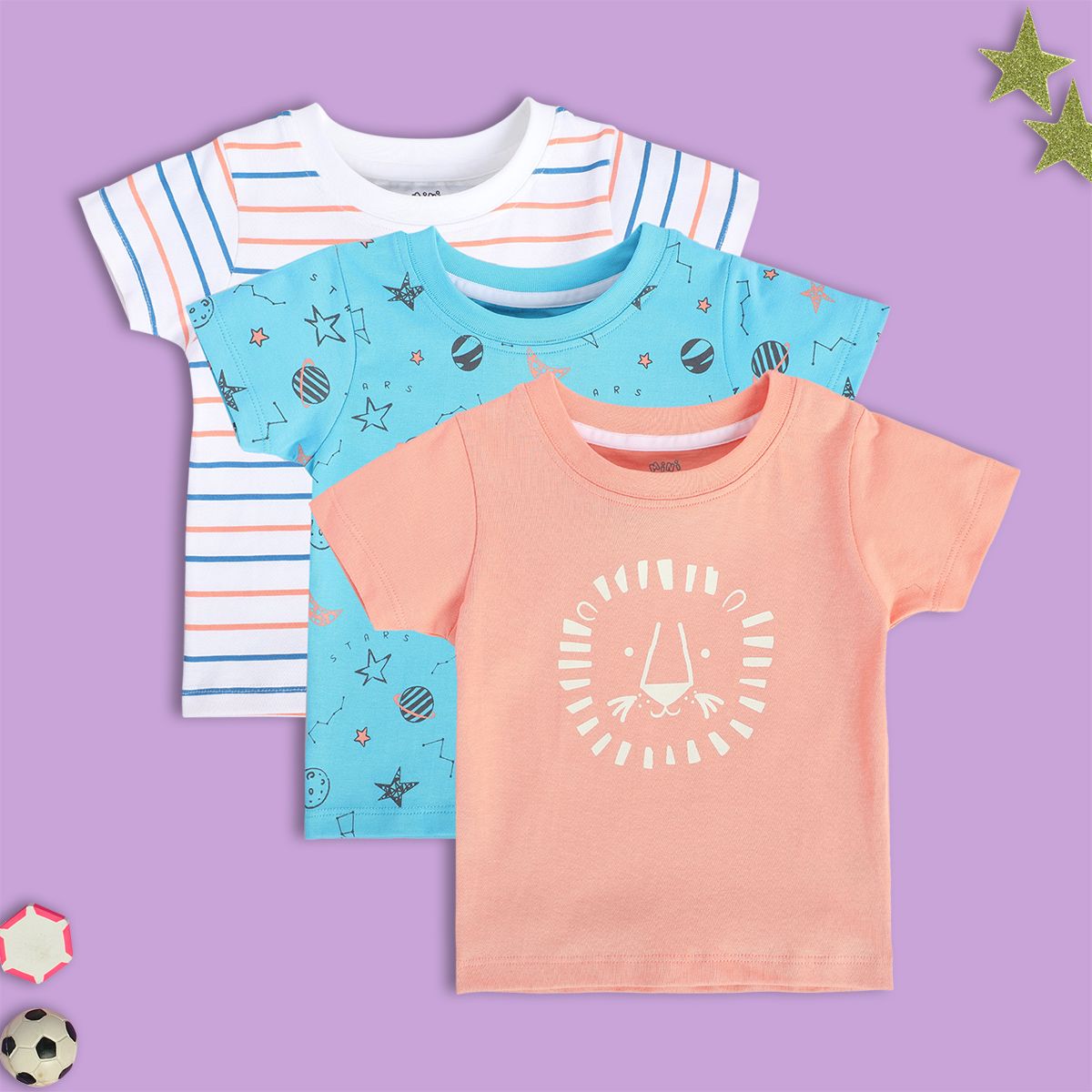 Boys Multicolor Pack Of 3 T-Shirt